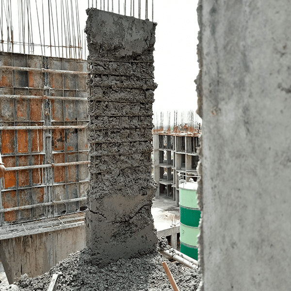 Mal fraguado del concreto en columna